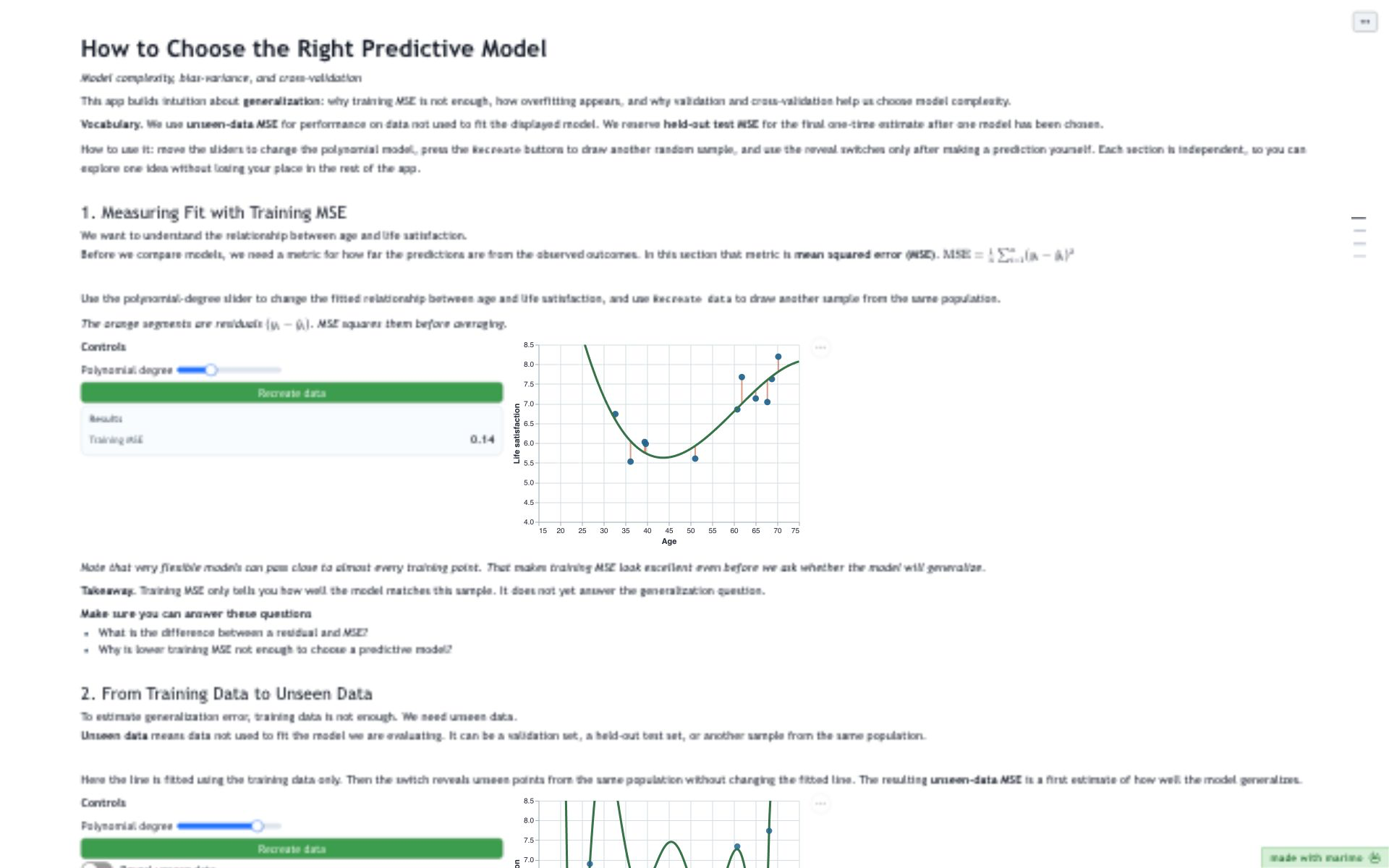 Screenshot of Bias, Variance, and Cross-Validation