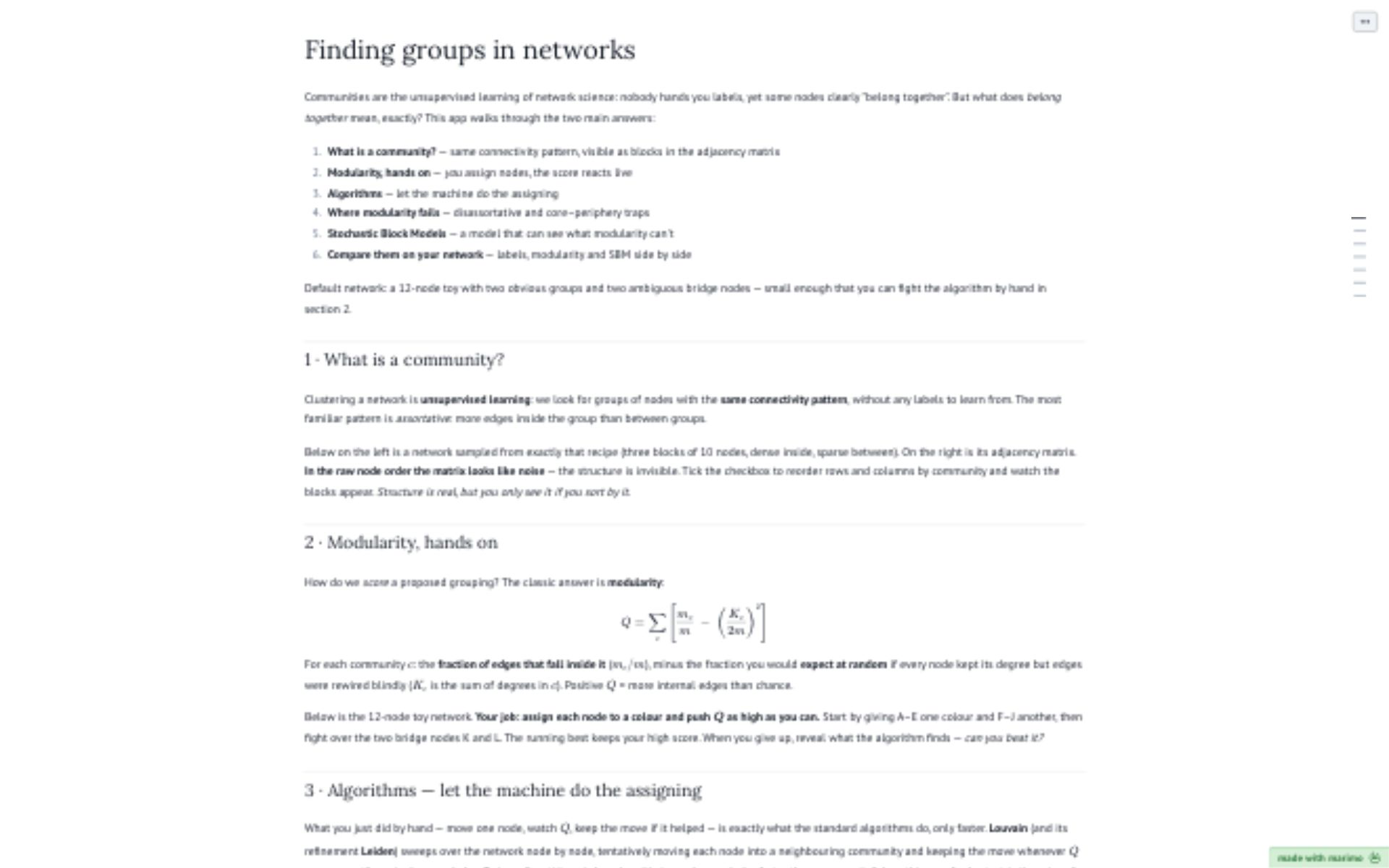 Screenshot of Community Detection