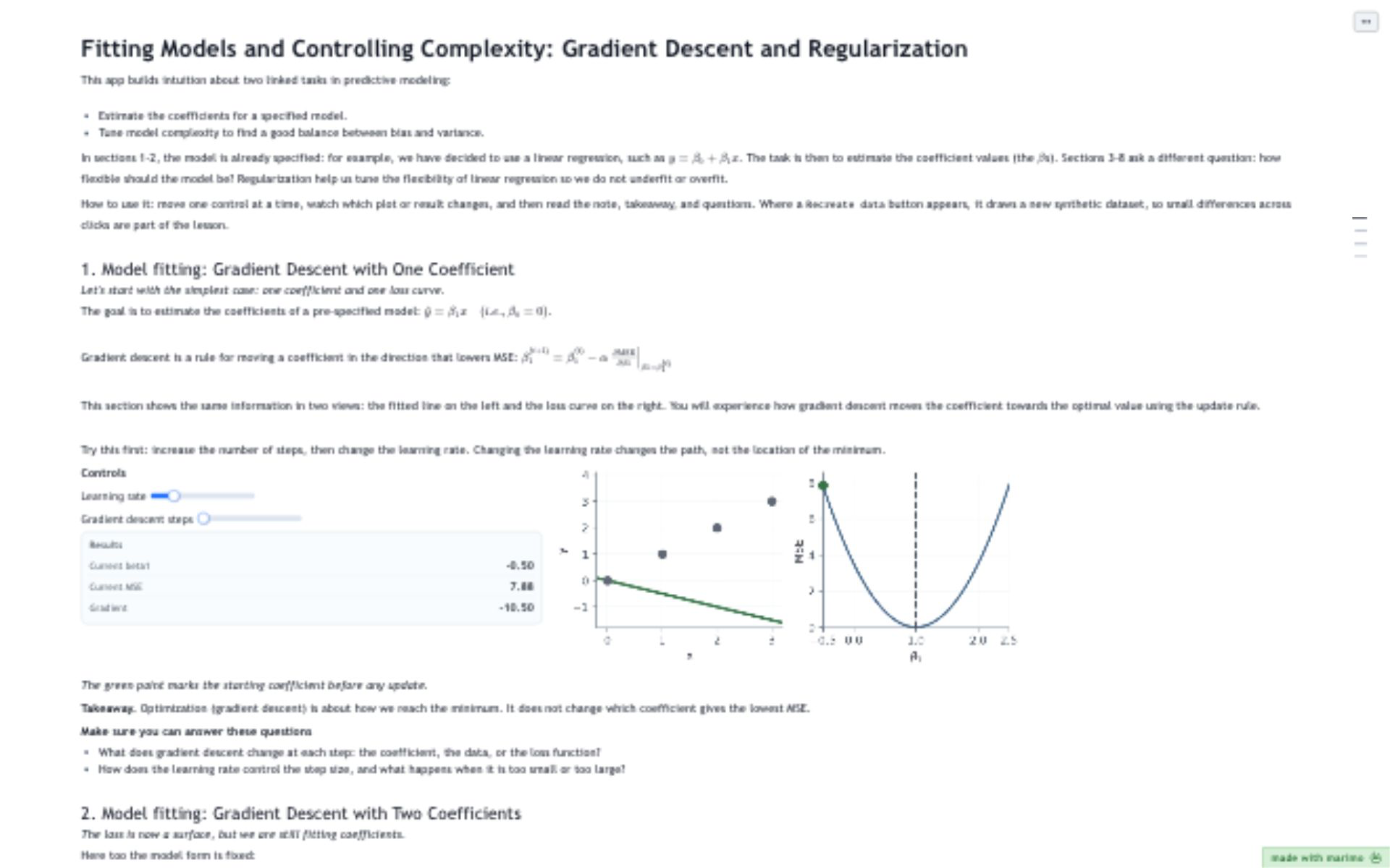 Screenshot of Gradient Descent and Regularization